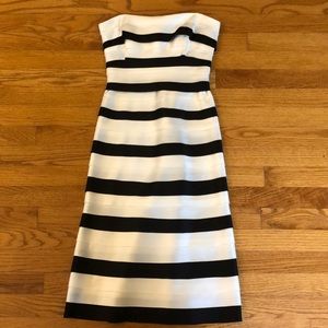 BCBG Maxazria Strapless black and while tier dress, size 0.
